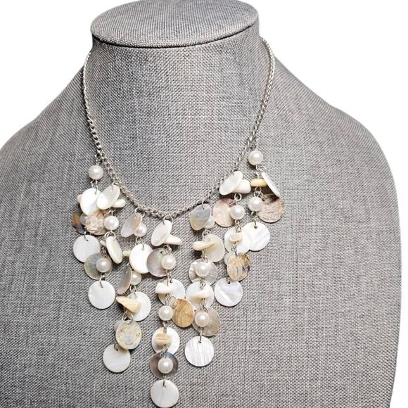 Abalone Aura & Mother of Pearl Disc Cascade Necklace (NWOT) - Picture 6 of 10